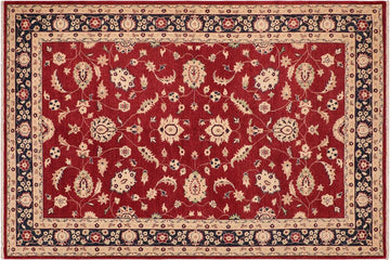 handmade Traditional Kafkaz Chobi Ziegler Red Blue Hand Knotted RECTANGLE 100% WOOL area rug 6 x 9